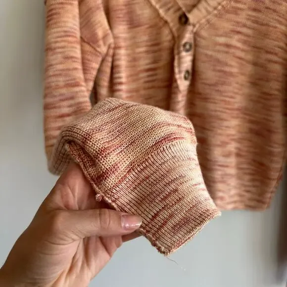 Free People Mercury Henley Sweater in Dried Roses Combo S V-Necks